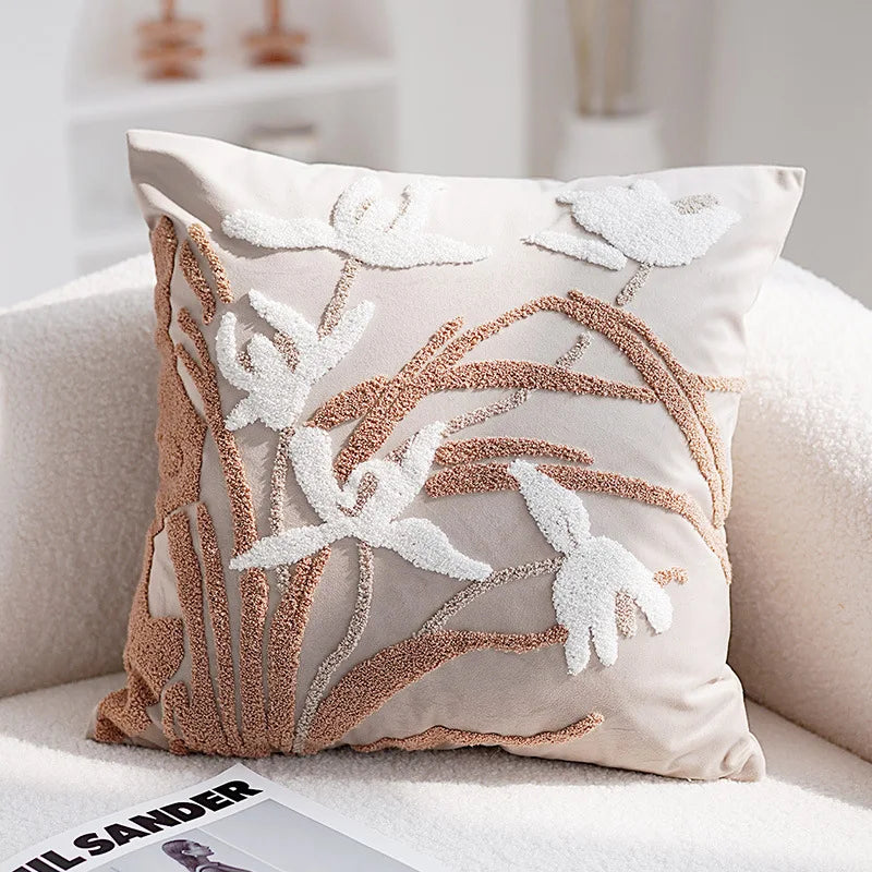 30X50/45x45CM Embroidered Bamboo Leaf Throw Pillow Cover Stamping Waist Cushion Cover Decor Home Decorative Pillowcase