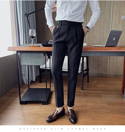 2024 Autumn Spring High Quality Men's Slim Fit Suit Pants Business Casual Trend Korean Fashion Straight Leg Pants 29-36