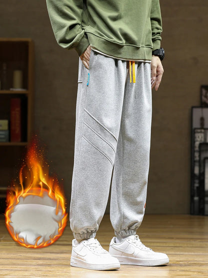 2023 New Winter Men's Sweatpants Thick Warm Fleece Liner Colorfull Drawstring Cotton Trainning Jogger Pants