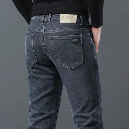 2024 Spring Summer New Style Classic Slim Jeans for Men Korean Fashion Simple Solid Color Straight Skinny Denim Trousers Male