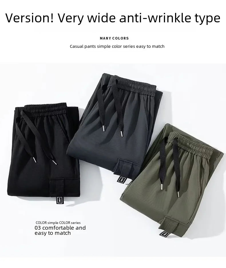 American Style Green Cargo Pants Loose-fit Straight-leg Pants For Men Casual Long Trousers For Autumn Youth