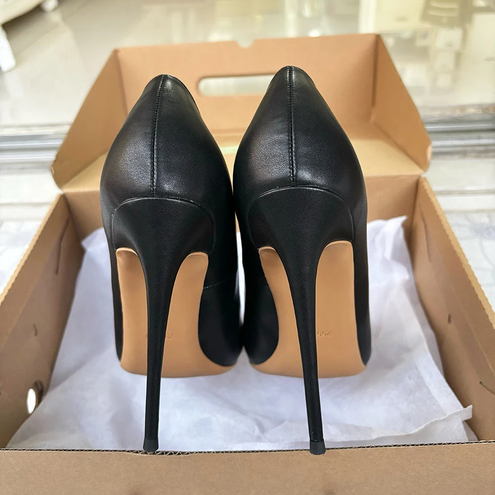 2025 New Arrival Matte Black Sexy 12cm 10cm Woman High Heels Pointed Toe Shallow Stilettos Pumps Work Ladies Dress Shoes