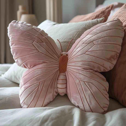 Butterfly Pillow Throwing Pad Short Plush Cushion Cute Girl Pink Toy for Bedroom Sofa Home Decoration Home Textile Cushion