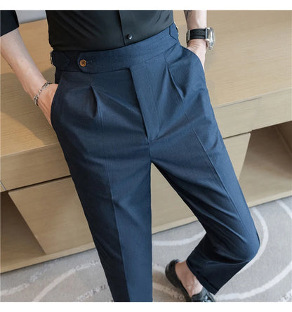 Men's Summer Pants Fashion Naples Cotton&Linen Breathable Dress Pants For Men All Match Casual Straight Men's Trousers Formal