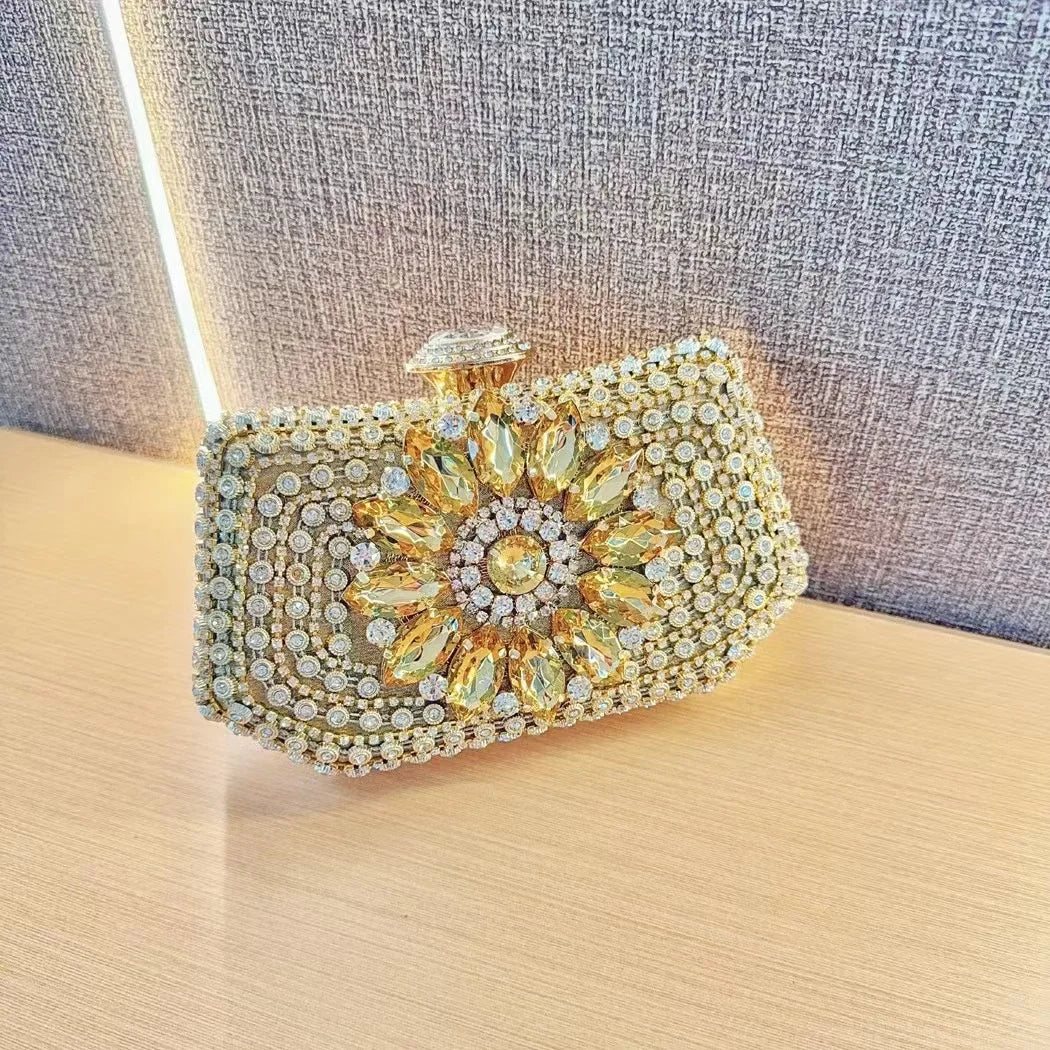 Women's Dinner Wedding Bag Studded Diamond Shoulder Crossbody Sequin Clutch Bag