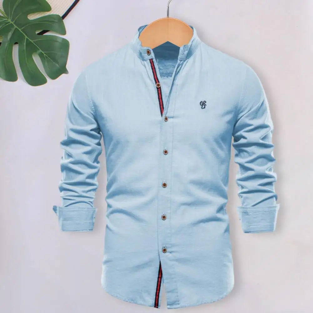 Men's Shirt Slim Fit Cotton Blend Long-Sleeved Stylish Breathable Easy-Care Summer Autumn Men's Shirts