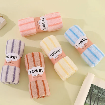 Bath Towel Coral Fleece Microfiber Striped Adult Household Textiles Bathroom Soft Woman Sauna Spa Absorbent Towel 35x75cm