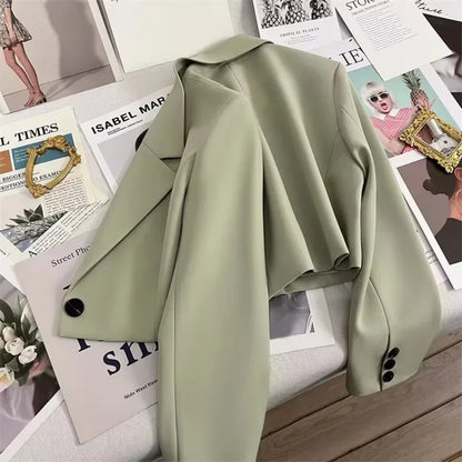 Blazer Woman Spring New Solid Color Temperament Suit Jacket Fashion Trend Suit Elegant Outerwears Korean Reviews Many Clothes