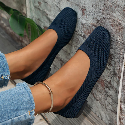 Women Flats Shoes New Spring Autumn Lightweight Knitted Shoes Loafers Comfort Breathable Mesh Slip-on Shallow Cut Flat Shoes