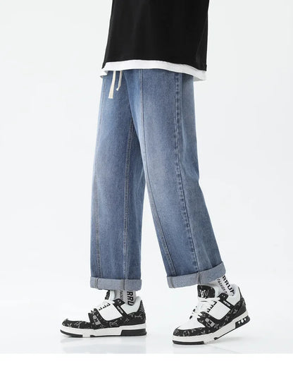 2024 New Trendy Jeans Men's Loose-Fit Straight-Leg Casual Trousers Plus Size Pants Casual Scene Chinese Mainland Origin