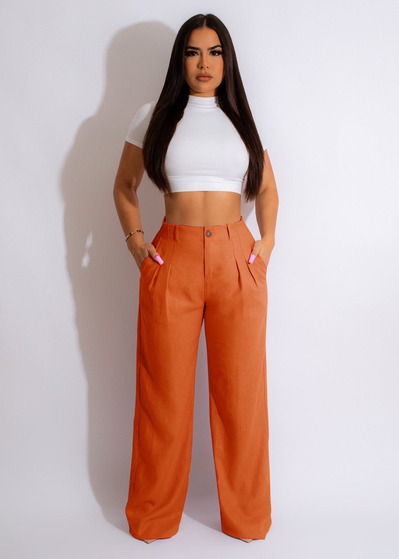 CM.YAYA Fashion Women Straight Wide Leg Zipper Fly Draped High Waist Tailored Trousers 2023 Summer OL Work Street Pants