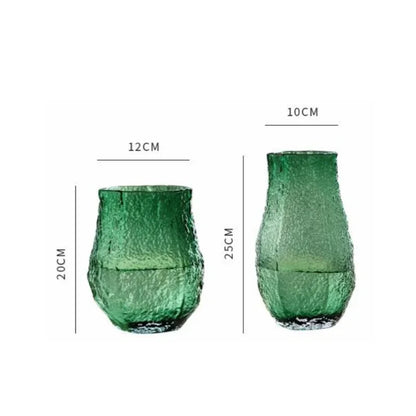 Glass Vase Pleated Roads Green Transparent Hydroponics Flower Vase Flower Arrangement Accessories Terrarium Home Decoration