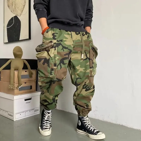 Autumnamerican Stylecasual Camouflage Cargo Pants Men's Loose-fit Trendy Brand Outdoor U.s. Military Style Harajuku Trousers