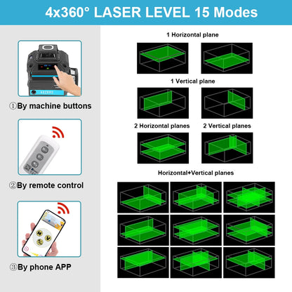 KEZERS Digital Green Laser Level 16 Lines 4D 360 KL4D-03GM 5200mAh Li-ion Battery лазерный уровень Metal Window/Base Suitcase