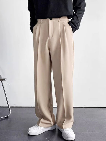 Light mature style autumn and winter new men's wide cut drape straight leg pants