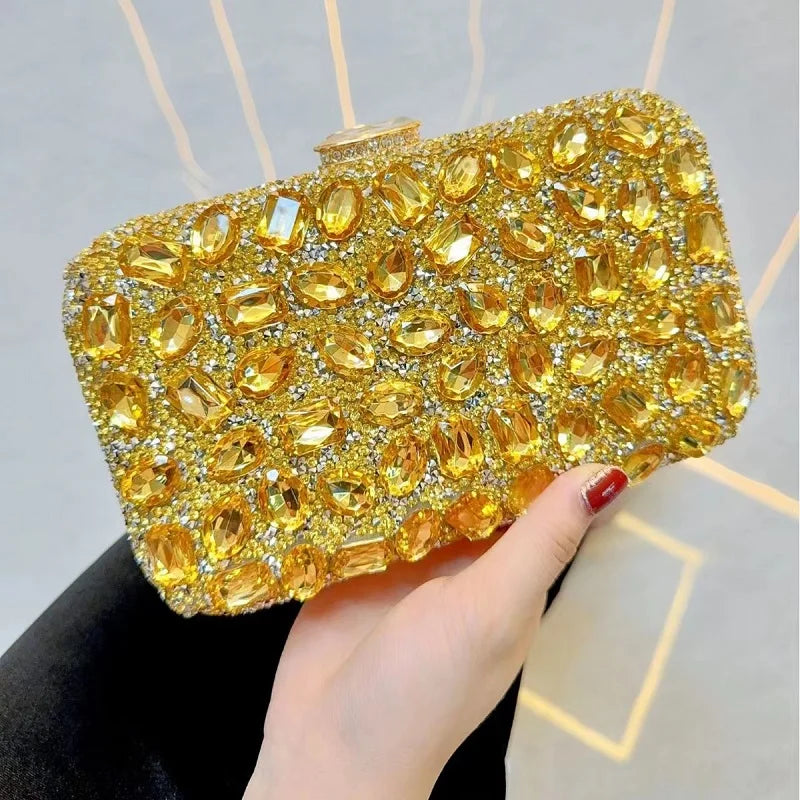 Women's Dinner Wedding Bag Studded Diamond Shoulder Crossbody Sequin Clutch Bag