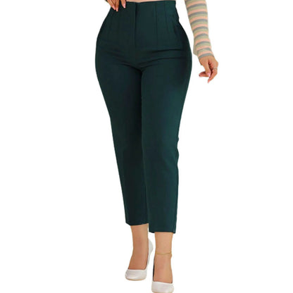 Elegant High Waist Cropped Work Pants for Women Black All-Match Daily Office Formal Wear Fashion Women's Trousers