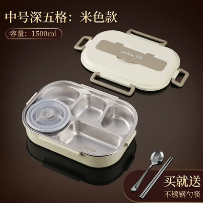 304 stainless steel compartment insulated lunch box office worker students sealed portable bento Microwae Heating food container