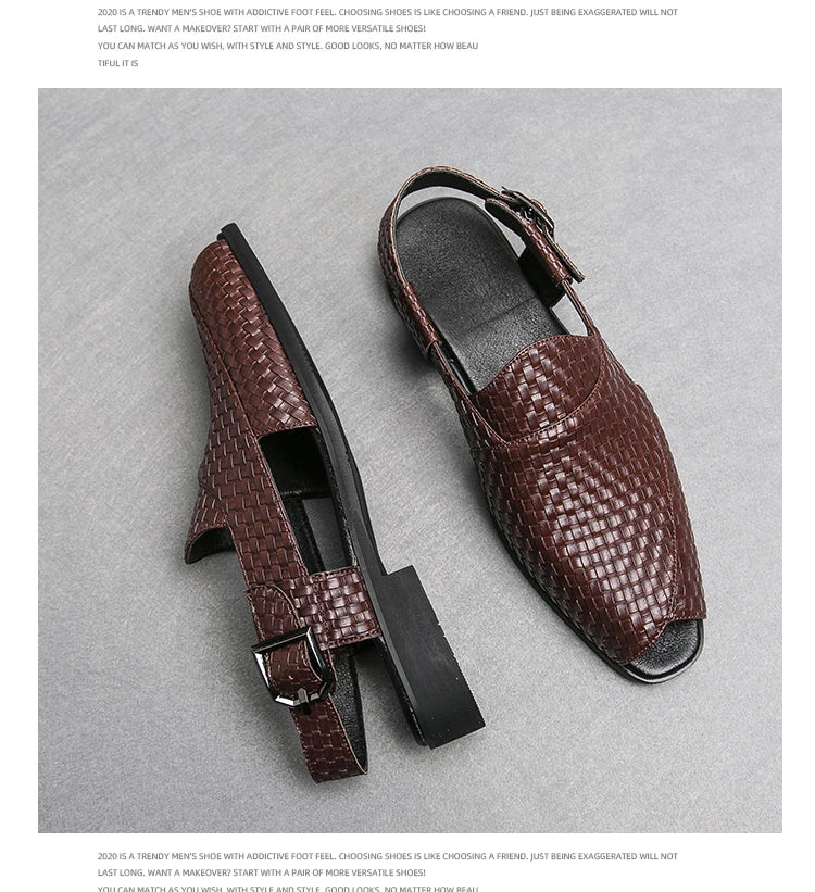 Men Braided Design Slingback Dress Shoes Fashion Outdoor Dress Shoes