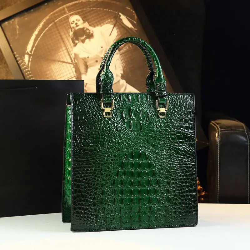 Luxury New Fashion Leather Women Handbags Crocodile Print Middle-aged Lady Mom Bag Leather Woman Bag Single Shoulder Tote Bags