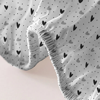 1 Piece of White Bottom Heart Love Patterned Matte Bedsheet, Bedroom Printed Bedspread, Bedding (Excluding Pillowcases)