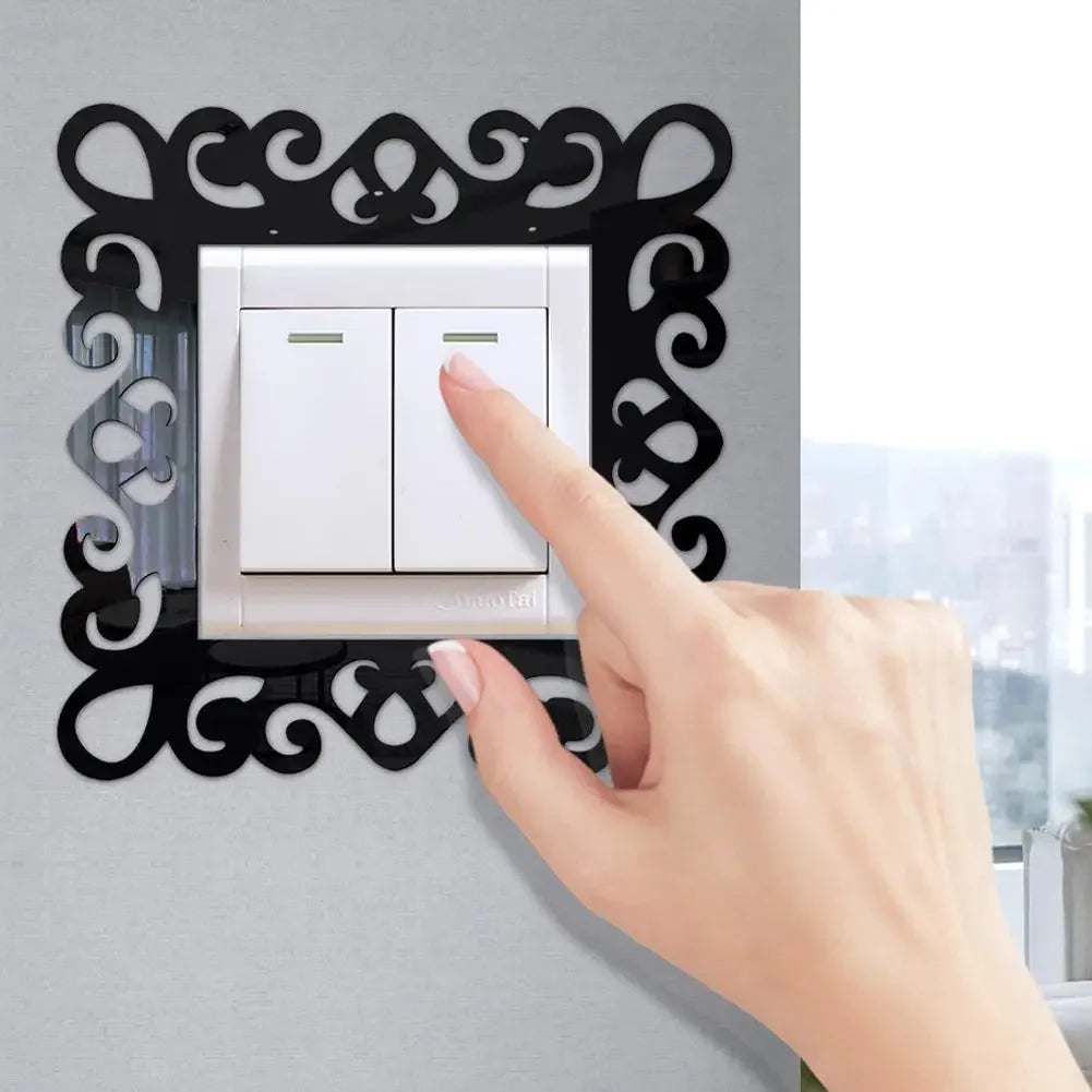 Self-Adhesive Panels Wall Sticker Acrylic Light Switch Cover Mirror Face Stickers On The Wall Home Decoration Photo Frame Shape