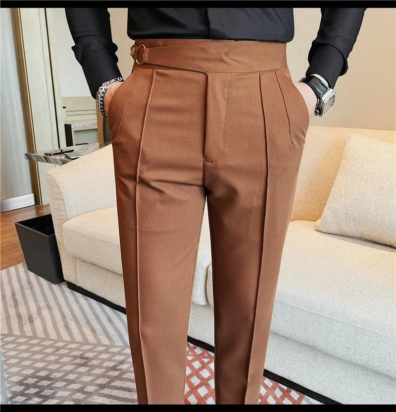 High Quality Men's Suit Pants Solid Color England Style Slim Fit Smart Casual Trousers Men Spring Autumn Fashion Suit Pants Man