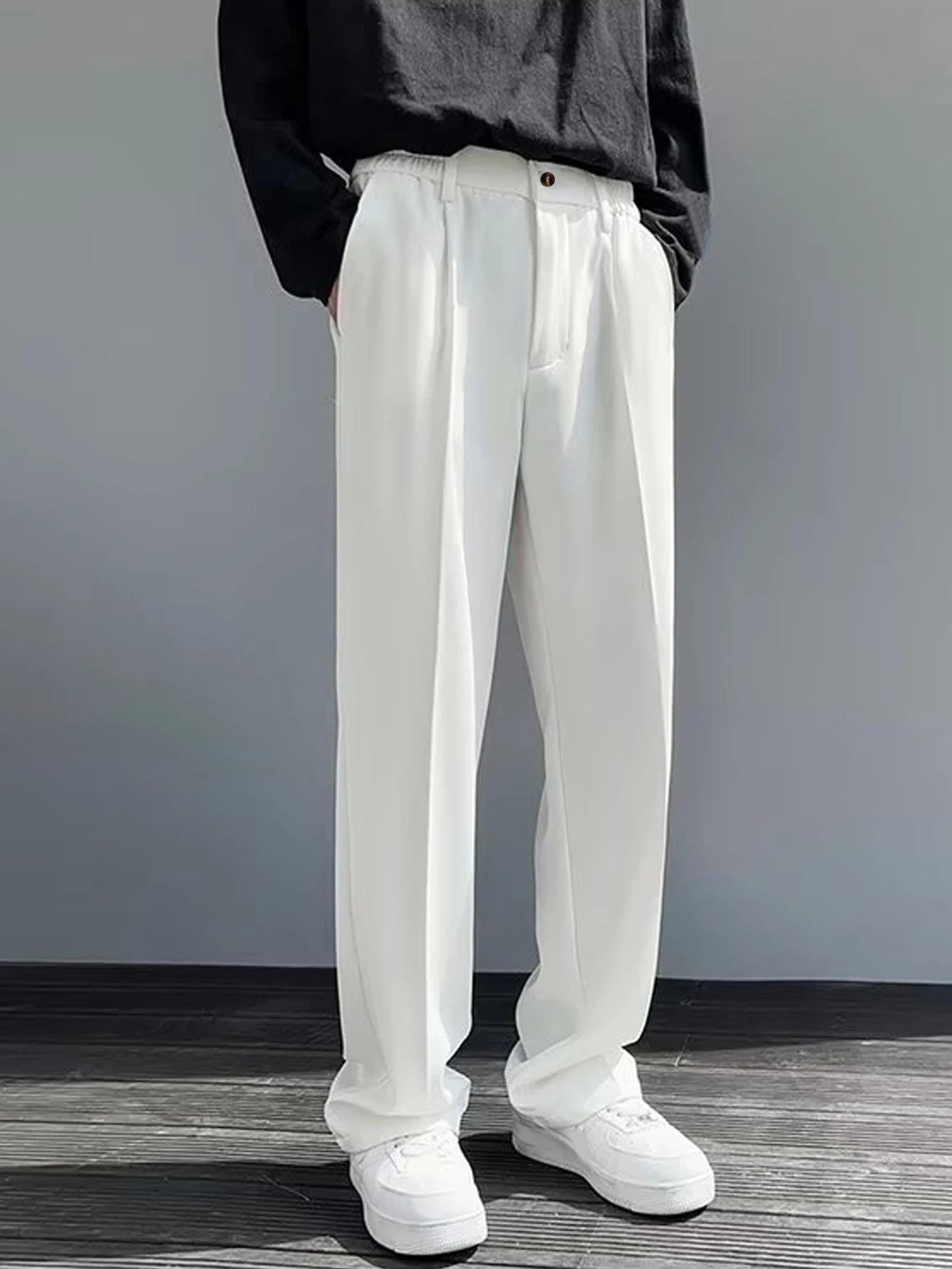 men's drape long pants, Korean version trend slim fit small foot casual pants, men's spring and autumn straight leg suit pants