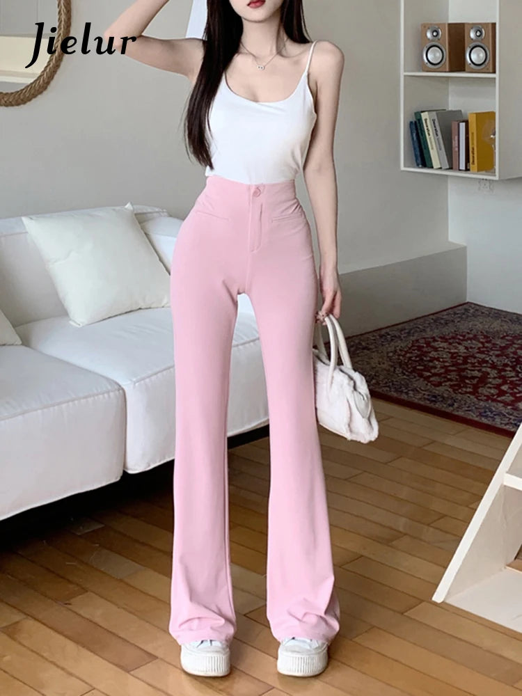 Jielur Spring New Tight High Waist Slim Women's Pants Solid Fashion Sweet Casual Pants Female Young Black Pink Basic Woman Pants