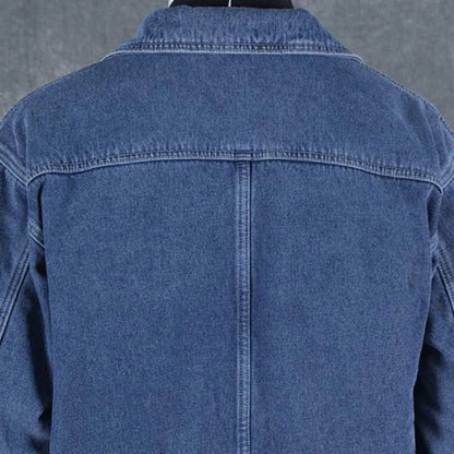 Men's Denim Jacket Padding Wool Male Jean Coats Elatic Black with Sheep Padded Warm Wide Shoulders One Piece Cheap Price Stylish