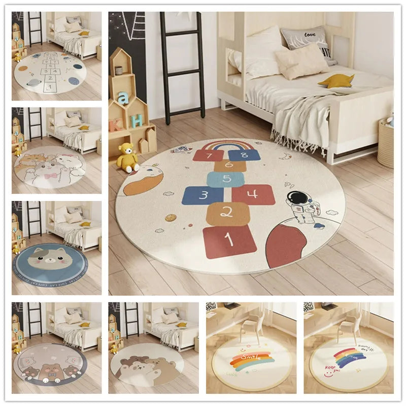 Hopscotch Children Play Mat Non Slip Home Decor Round Carpet Living Room Bedroom Kitchen  Floor Mat Sofa Table Area Decor Rugs