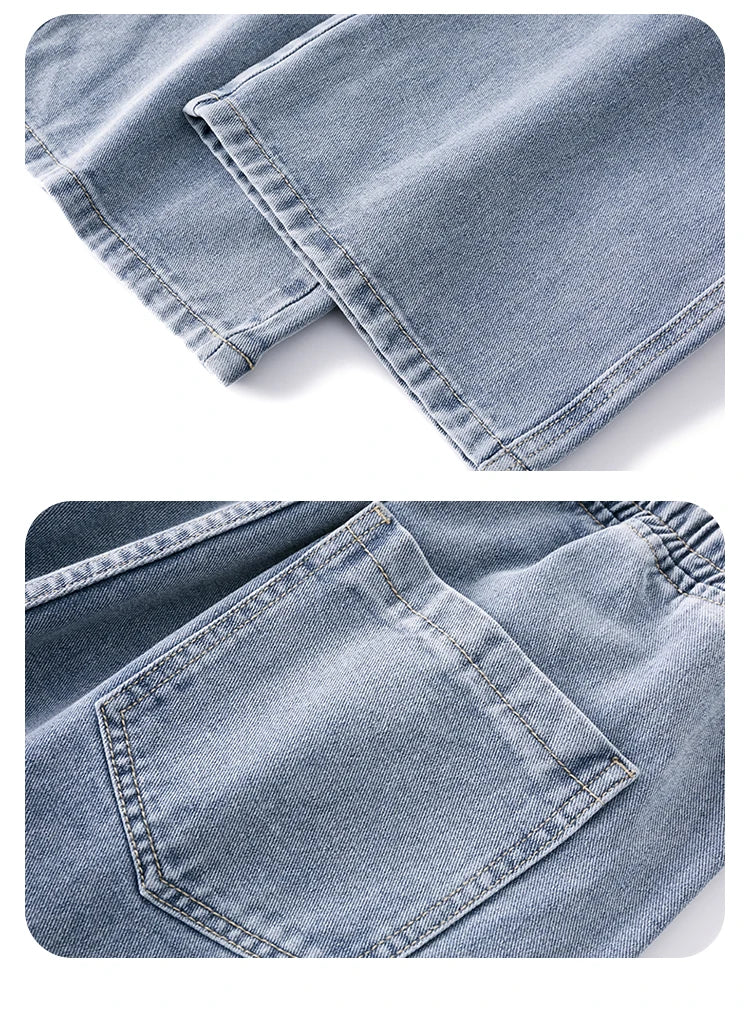 Jeans Men New Streetwear Baggy Wide Leg Jeans Korean Fashion Straight Casual Loose Denim Cargo Pants Male Light Blue Grey Black