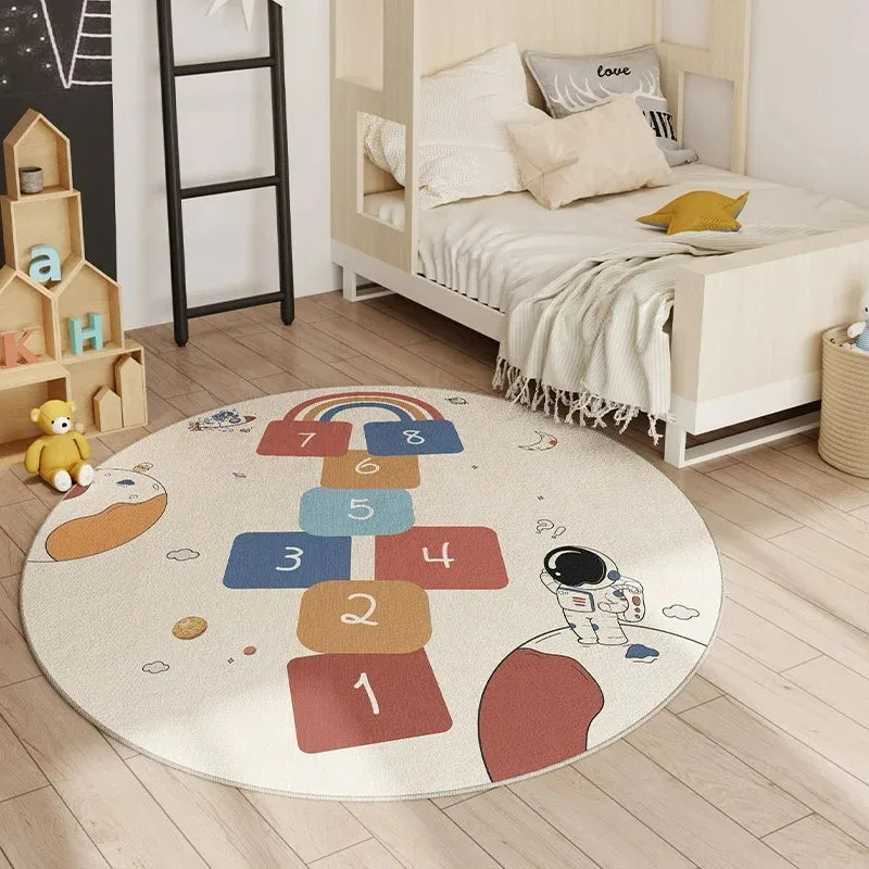 Hopscotch Children Play Mat Non Slip Home Decor Round Carpet Living Room Bedroom Kitchen  Floor Mat Sofa Table Area Decor Rugs