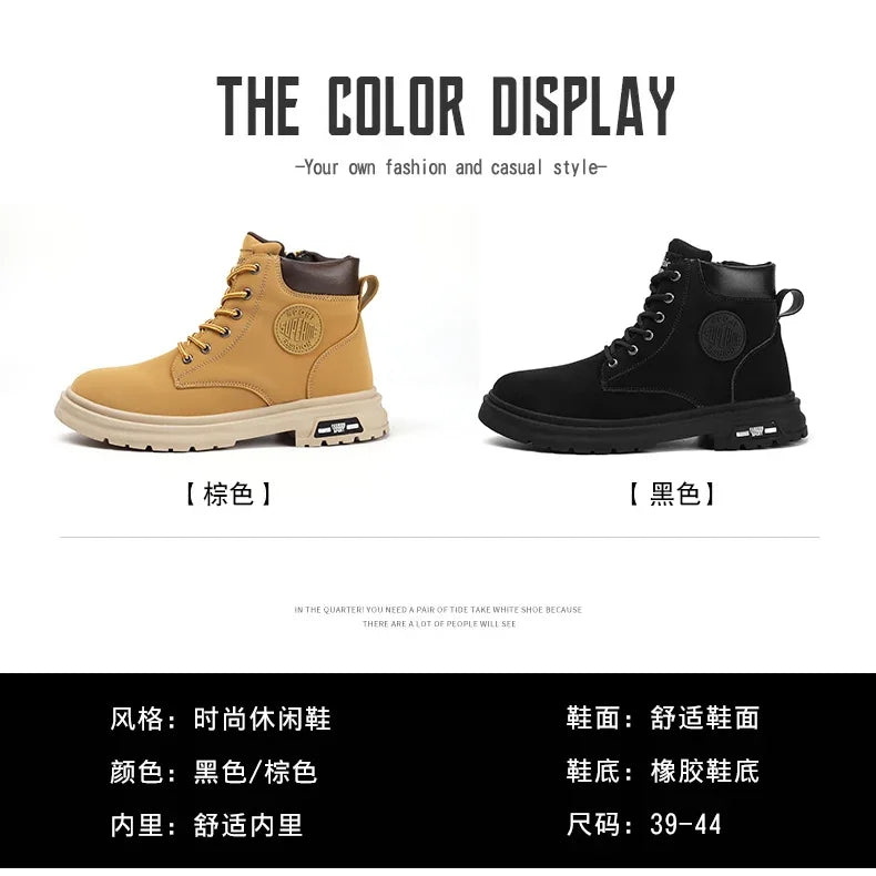 Platform Boots Men Dress Booty Man Men's Leather Winter Shoes Casual Sneakers Men's Safety Shoe Brown Boot High Heel Ankle Boots