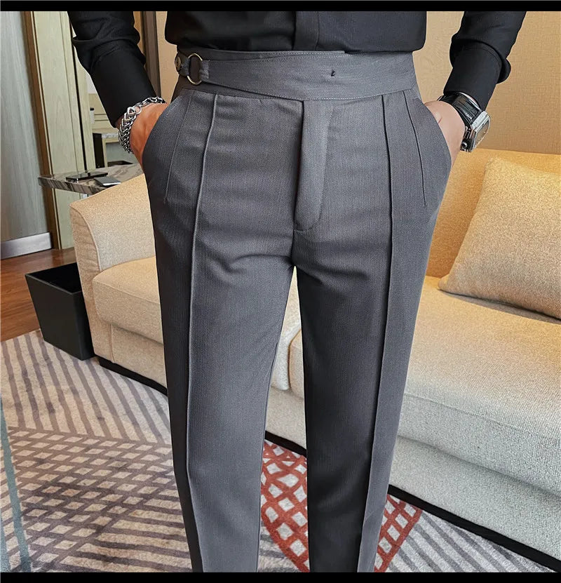 High Quality Men's Suit Pants Solid Color England Style Slim Fit Smart Casual Trousers Men Spring Autumn Fashion Suit Pants Man