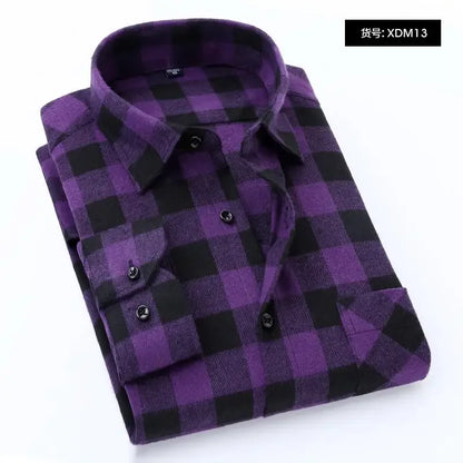 2025 New Men Flannel Plaid Shirt Soft Comfort Slim Fit Styles Brand For Man Cotton Spring Autumn Casual Long Sleeve Shirts