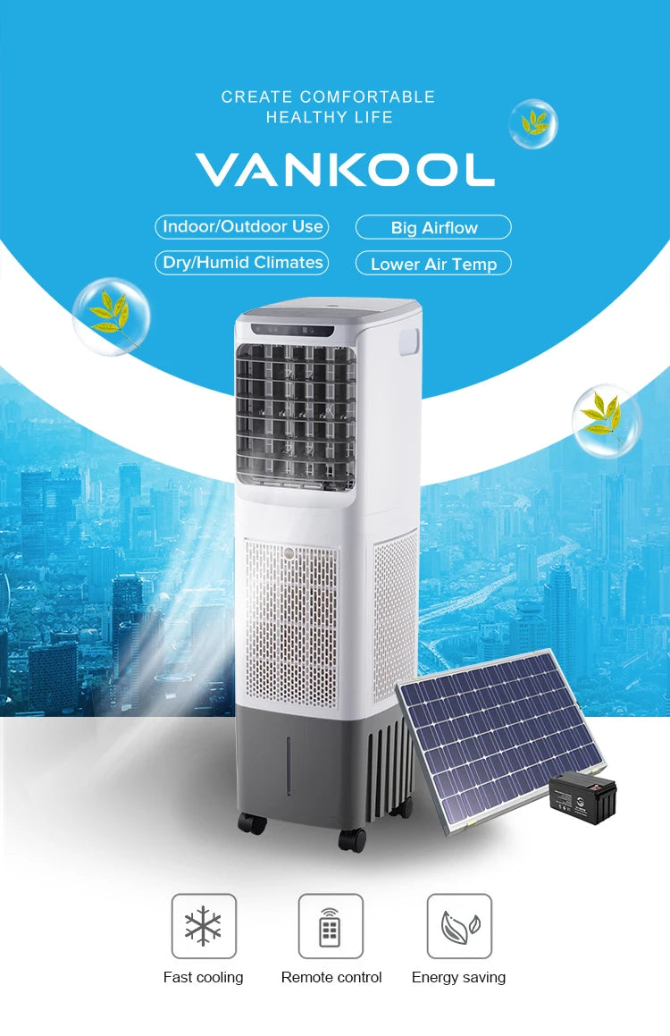 2500m3/h Solar Powered Portable Air Conditioner Solar Power Evaporative Rechargeable Air Cooler Fan 110V 12V 220V