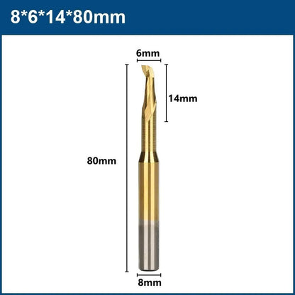 XCAN  Aluminum Spiral End Mill 8mm Shank HSS Milling Cutter Single Flute CNC Router Bit TiN Coated End Mill for Wood Cutting