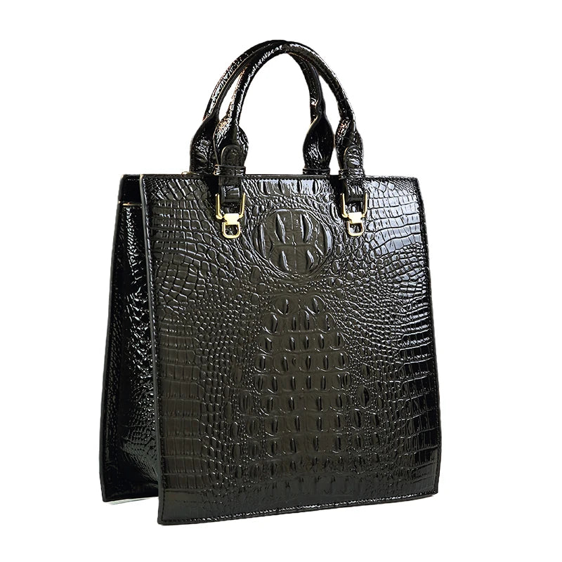 Luxury New Fashion Leather Women Handbags Crocodile Print Middle-aged Lady Mom Bag Leather Woman Bag Single Shoulder Tote Bags