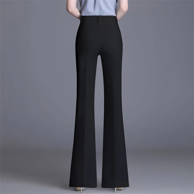 2024 Summer Thin Wide Leg Bell Bottom Pants Womens High Waist Classic Suit Trousers Office Fashion Slim White Flare Pantalones