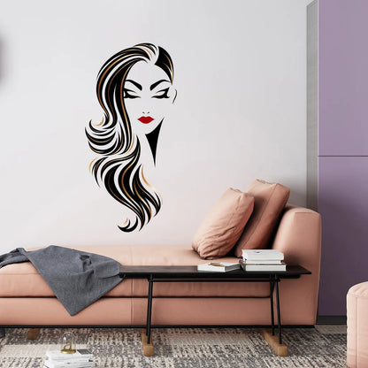 Beauty Female Face Wall Sticker Decal Beauty Studio Wallpaper Cosmetic Makeup Wall Art Sticker Mural Removable Salon Decoration