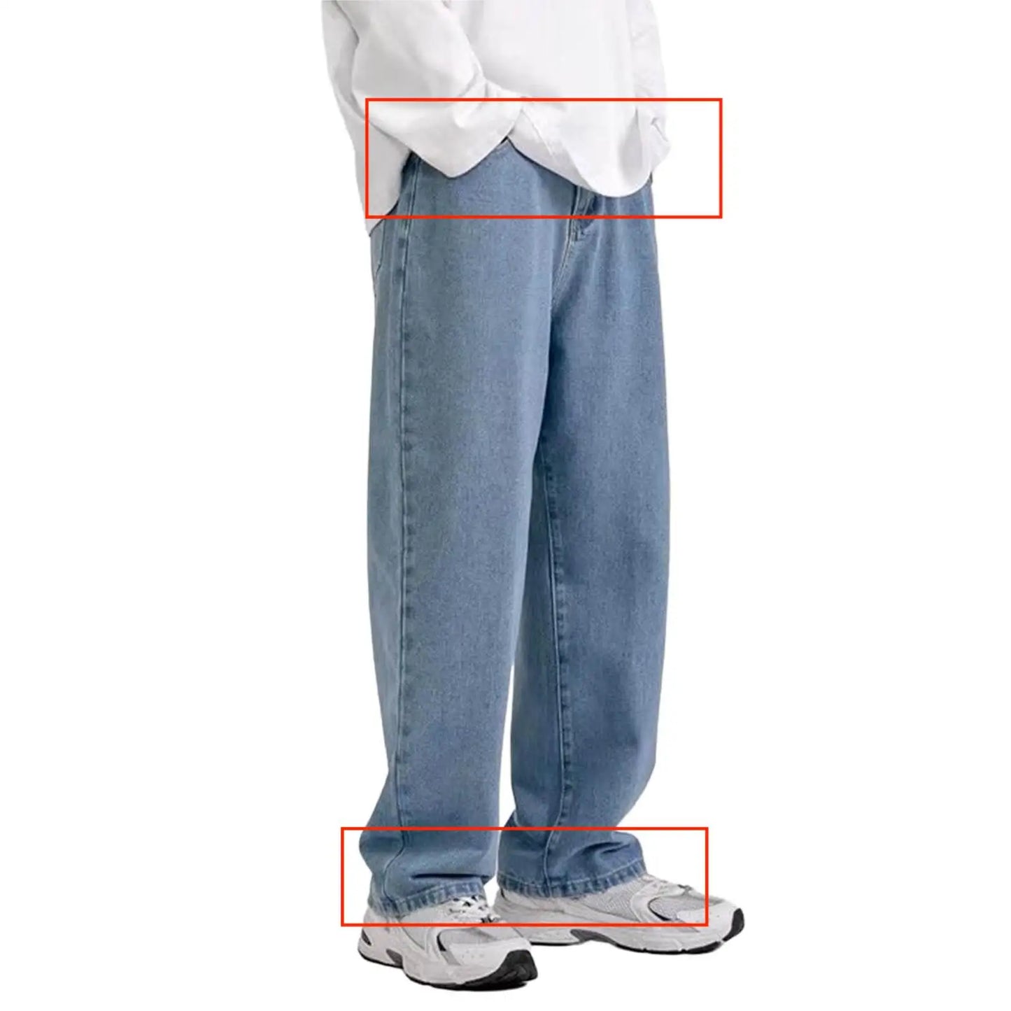 1Pc Trendy Oversize Jeans Zipper Fly/Drawstring Dressing Up Brushed Pants Thin Baggy Jeans Retro Wide Leg Man Pants Men Clothing