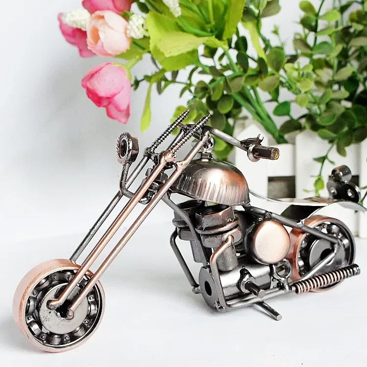 Retro Iron Art Motorcycle Model Ornaments Art Nostalgia Collection Harley Motorcycle Figurines Sculpture for Home Decor