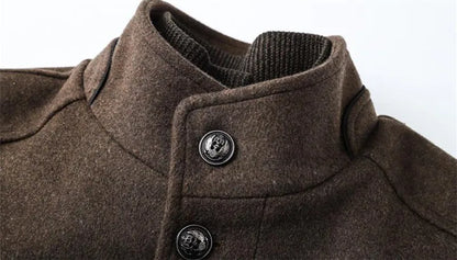 Men Winter Windbreaker Long Thick Wool Jackets Abrigo Hombre Man Stand Collar Single Breasted with Vest Woolen Coats