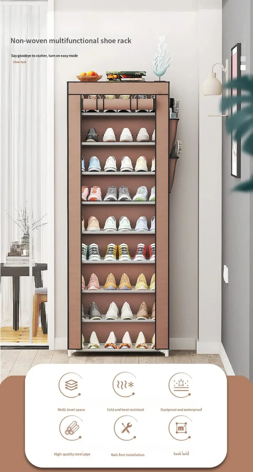 Multi Functional Home Shoe Rack Multi Layer Nail Free Installation Storage Cabinet Waterproof Windproof and Thickened Shoe Rack