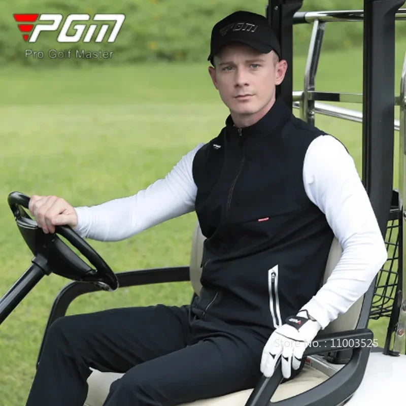 PGM Men Windproof Golf Vest Male High Elastic Sleeveless Sport Jackets Men Waterproof Full Zipper Casual Vest Leisure Waistcoats