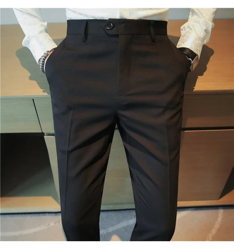 2023 Autumn New Solid Straight Casual Pant High Quality Fashion Simplicity Men Suit Pants Formal Business Office Social Trousers