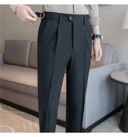 Men Dress Pants Trousers 2024 Autumn New British Style Straight Slim Fit formal Suit Pants Solid Casual Fashion Men Clothin