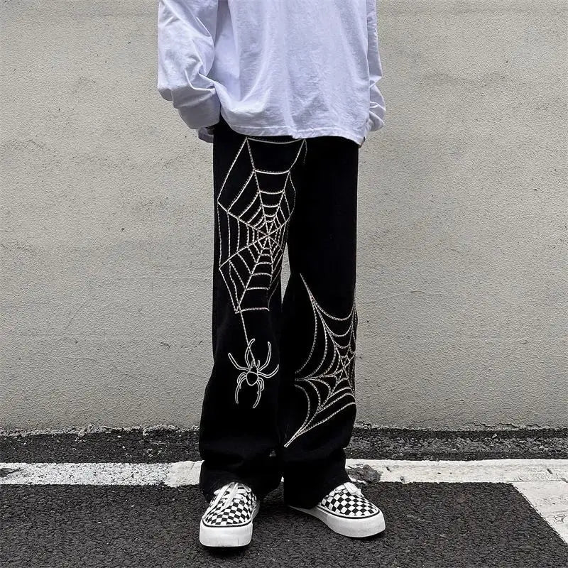 Streetwear Black Y2k Baggy Pants Men Anime Wide leg Sweatpants Male Oversize Techwear Print Straight Trousers 2023 New