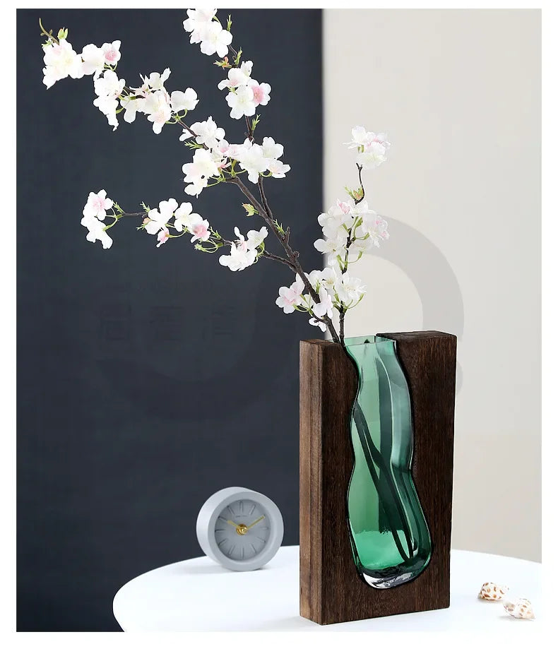 New Chinese Style Glass Vase Wholesale Decoration Home Accessories Living Room Entrance Hydroponic Flower Vase High-end Soft